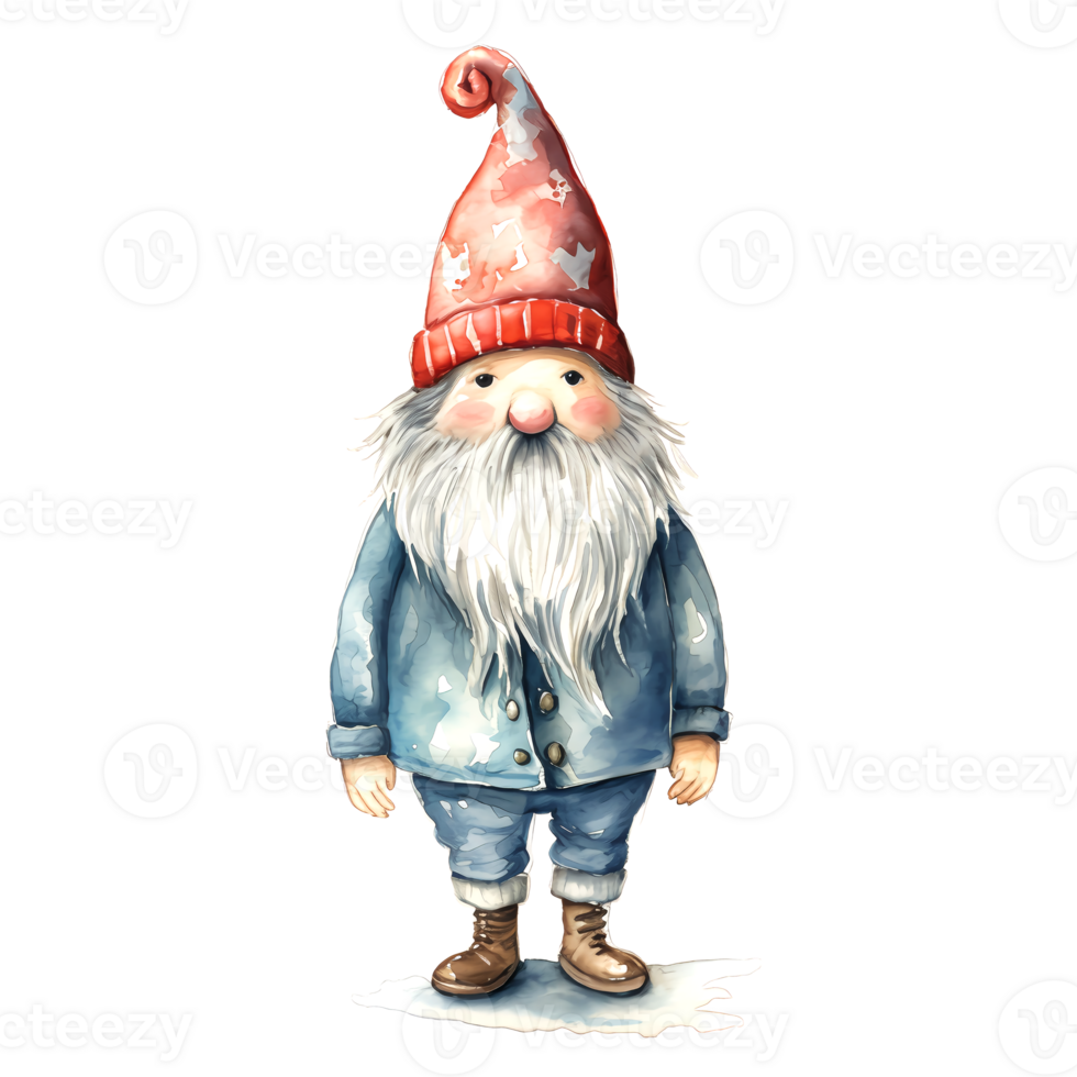 AI generated Watercolor Christmas Gnome. Clipart. AI generated. png