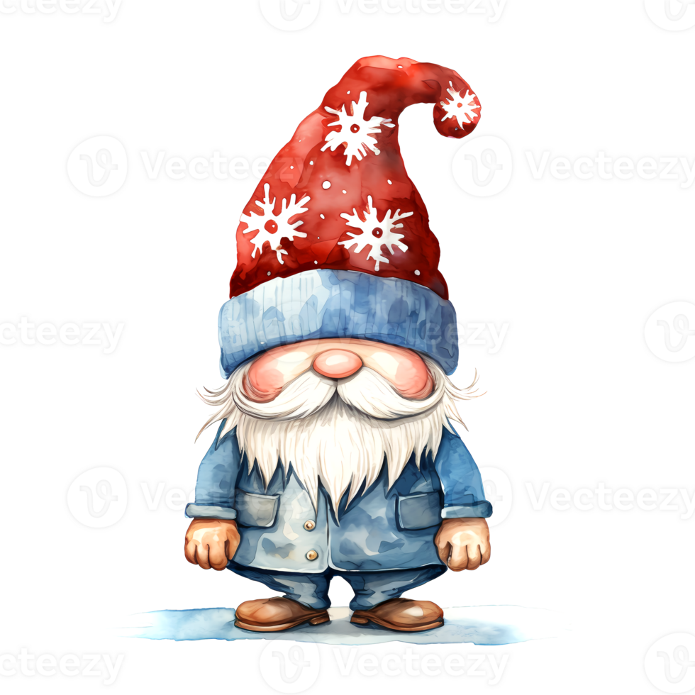 AI generated Watercolor Christmas Gnome. Clipart. AI generated. png