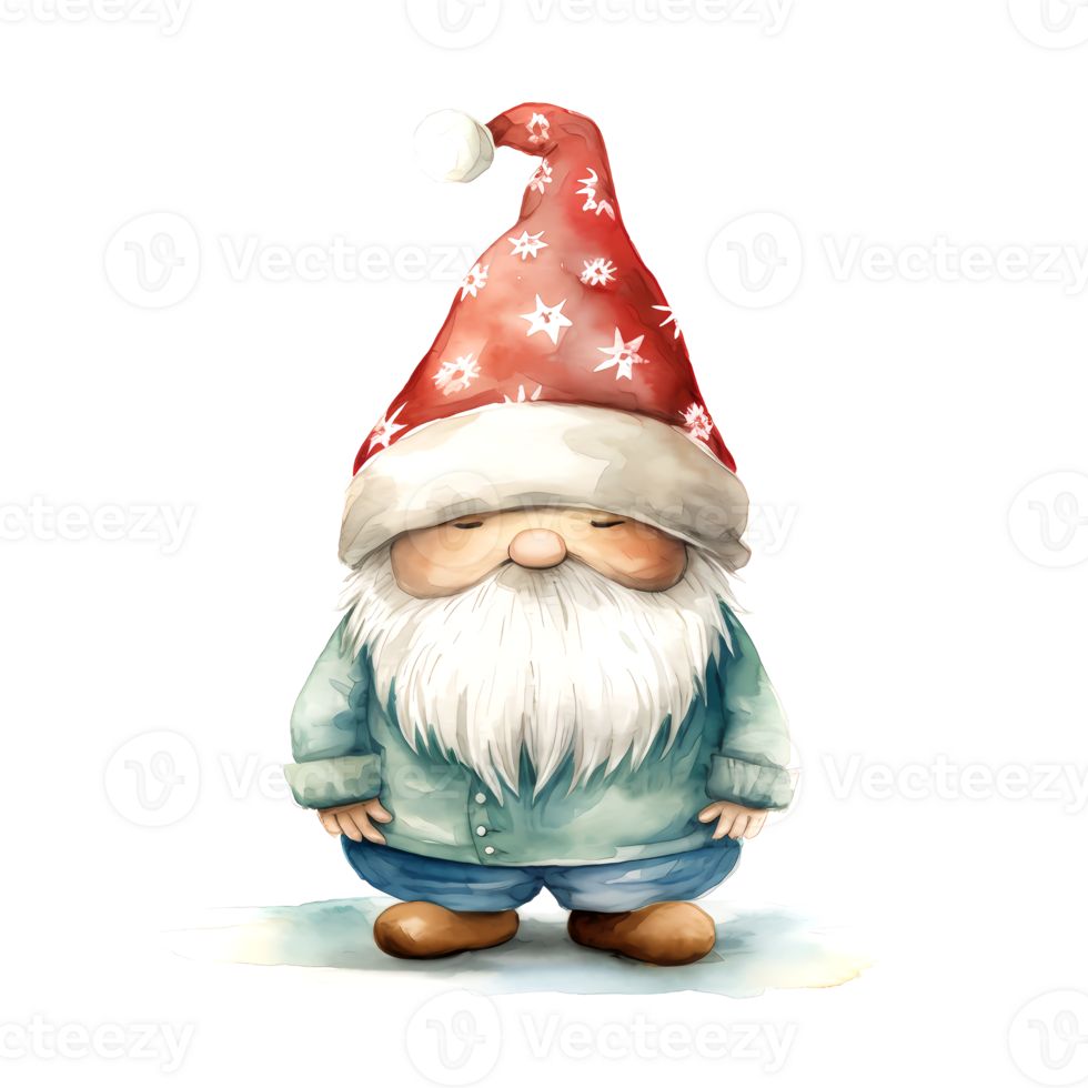 AI generated Watercolor Christmas Gnome. Clipart. AI generated. png
