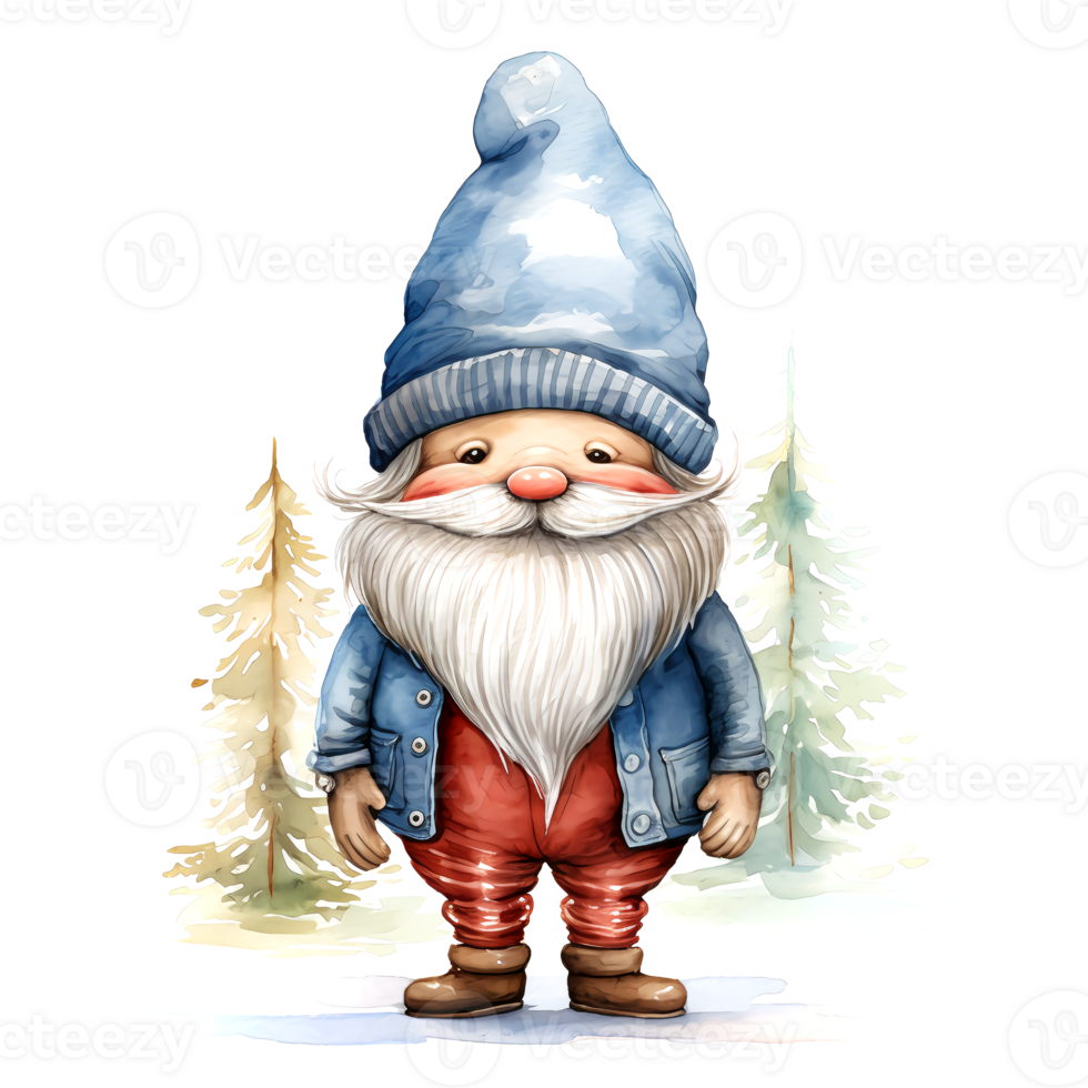 AI generated Watercolor Christmas Gnome. Clipart. AI generated. png