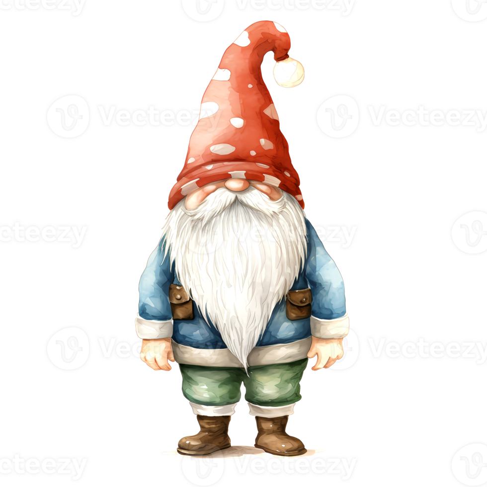 AI generated Watercolor Christmas Gnome. Clipart. AI generated. png