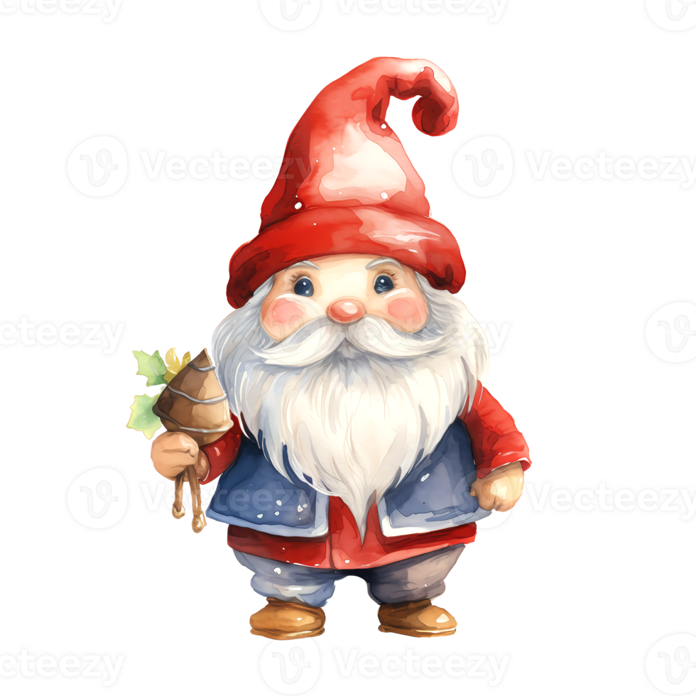 AI generated Watercolor Christmas Gnome. Clipart. AI generated. png