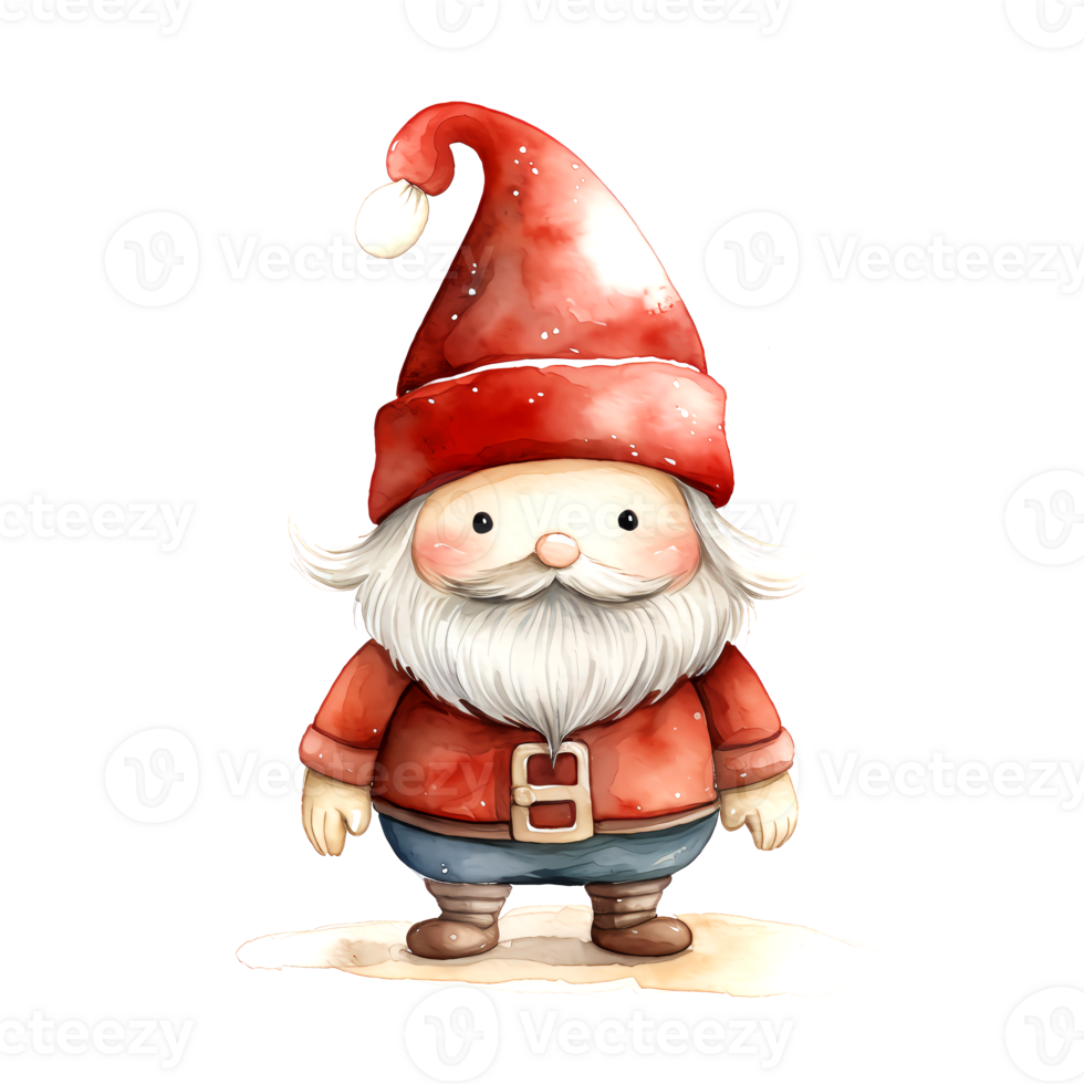 AI generated Watercolor Christmas Gnome. Clipart. AI generated. png