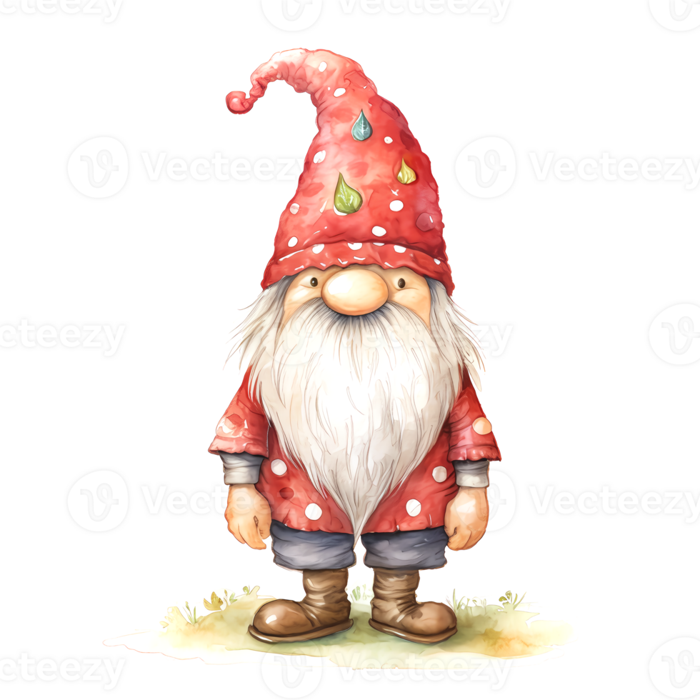 AI generated Watercolor Christmas Gnome. Clipart. AI generated. png