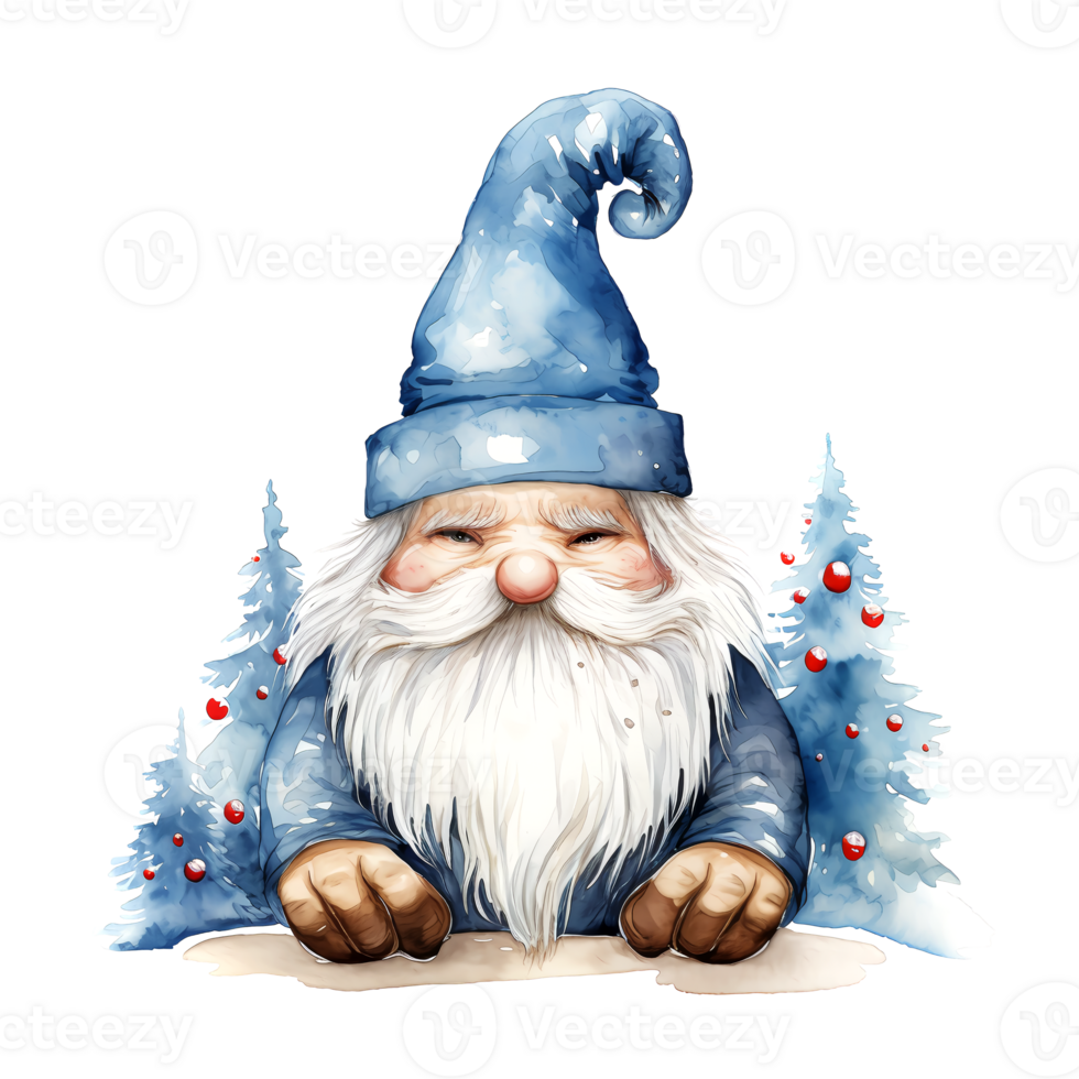 AI generated Watercolor Christmas Gnome. Clipart. AI generated. png
