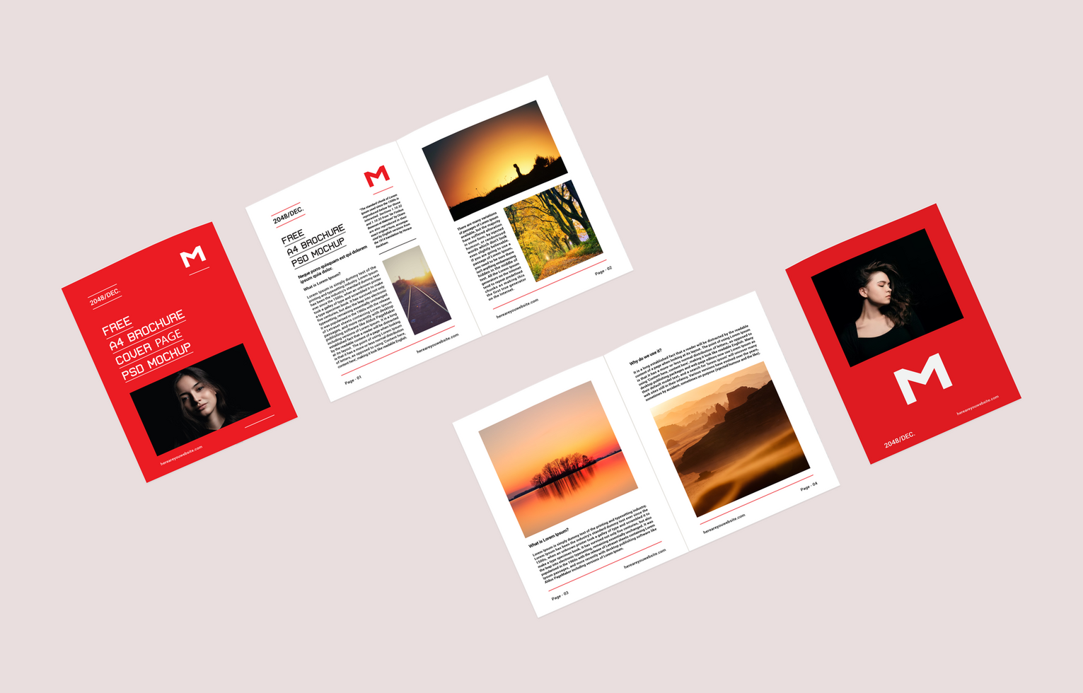 Company Profile, Magazine, Bi-fold Brochure, or catalog free psd mockup