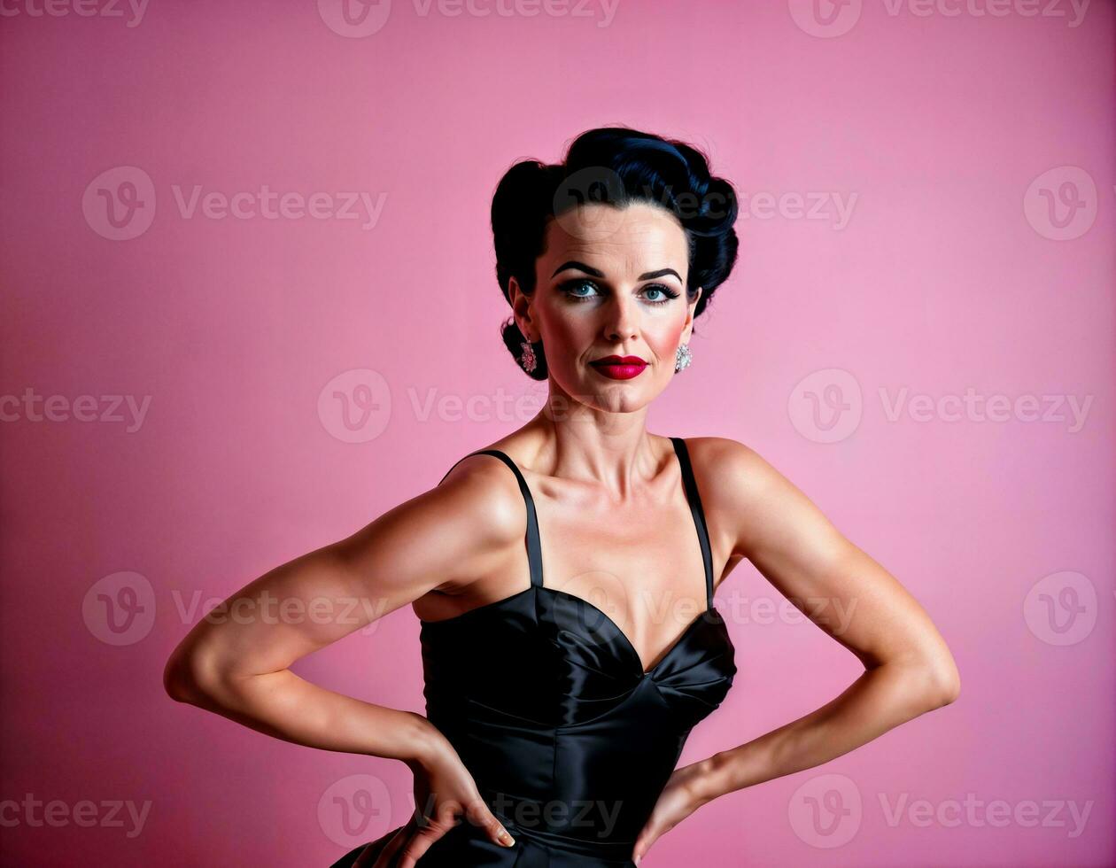 AI generated photo of middle aged woman as a office working woman standing near elevator, generative AI