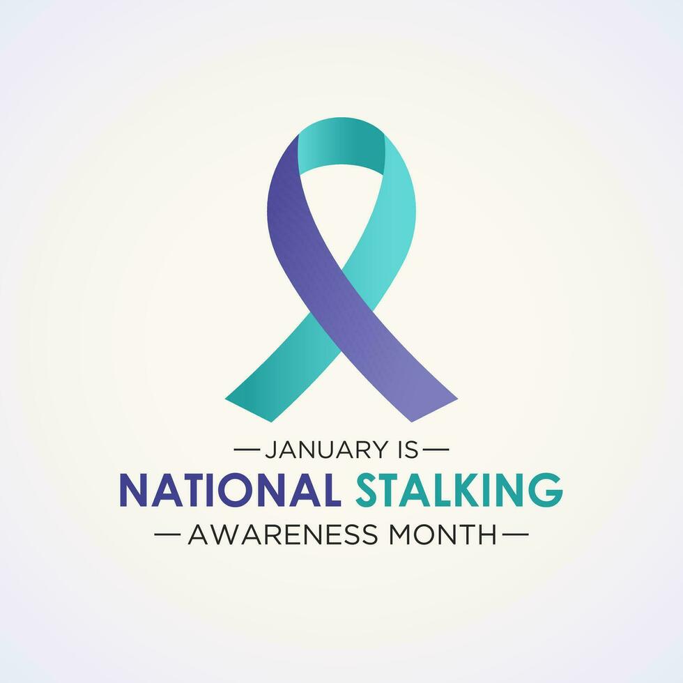 National stalking awareness month is observed every year in january. Vector template for banner, greeting card, poster with background. Vector illustration.