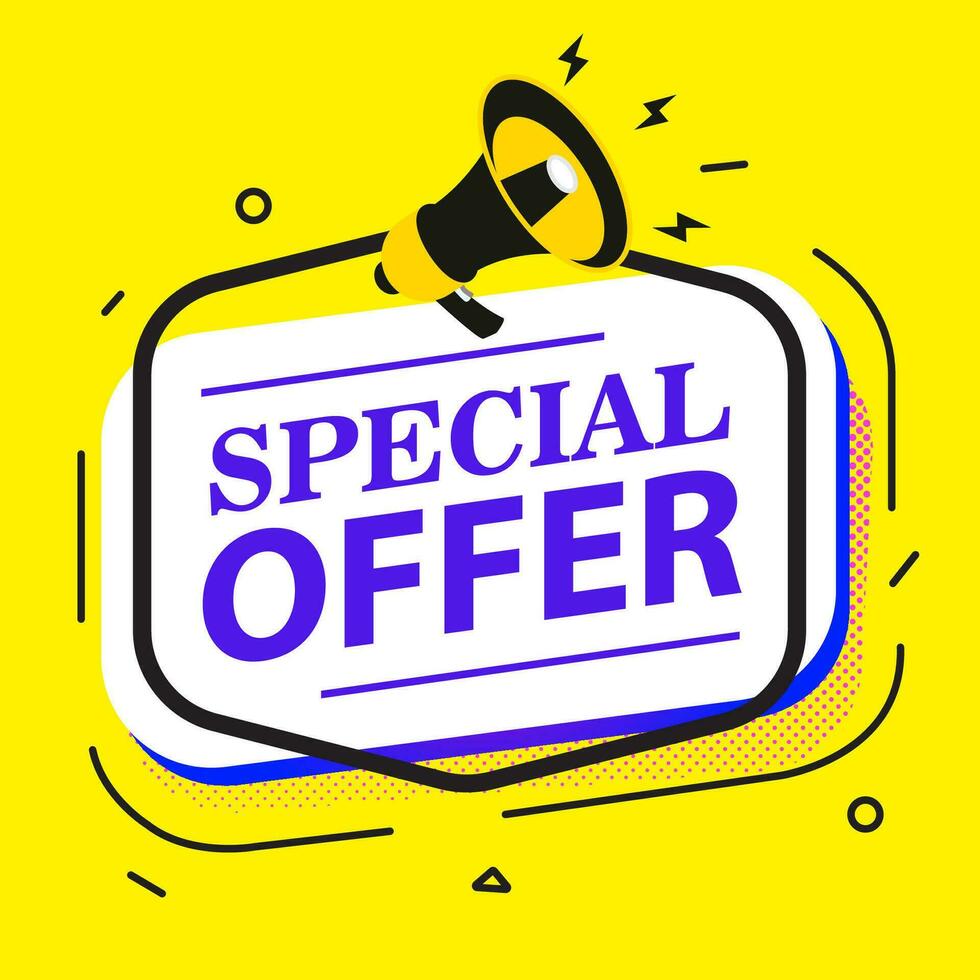 Special offer banner with megaphone for promo vector