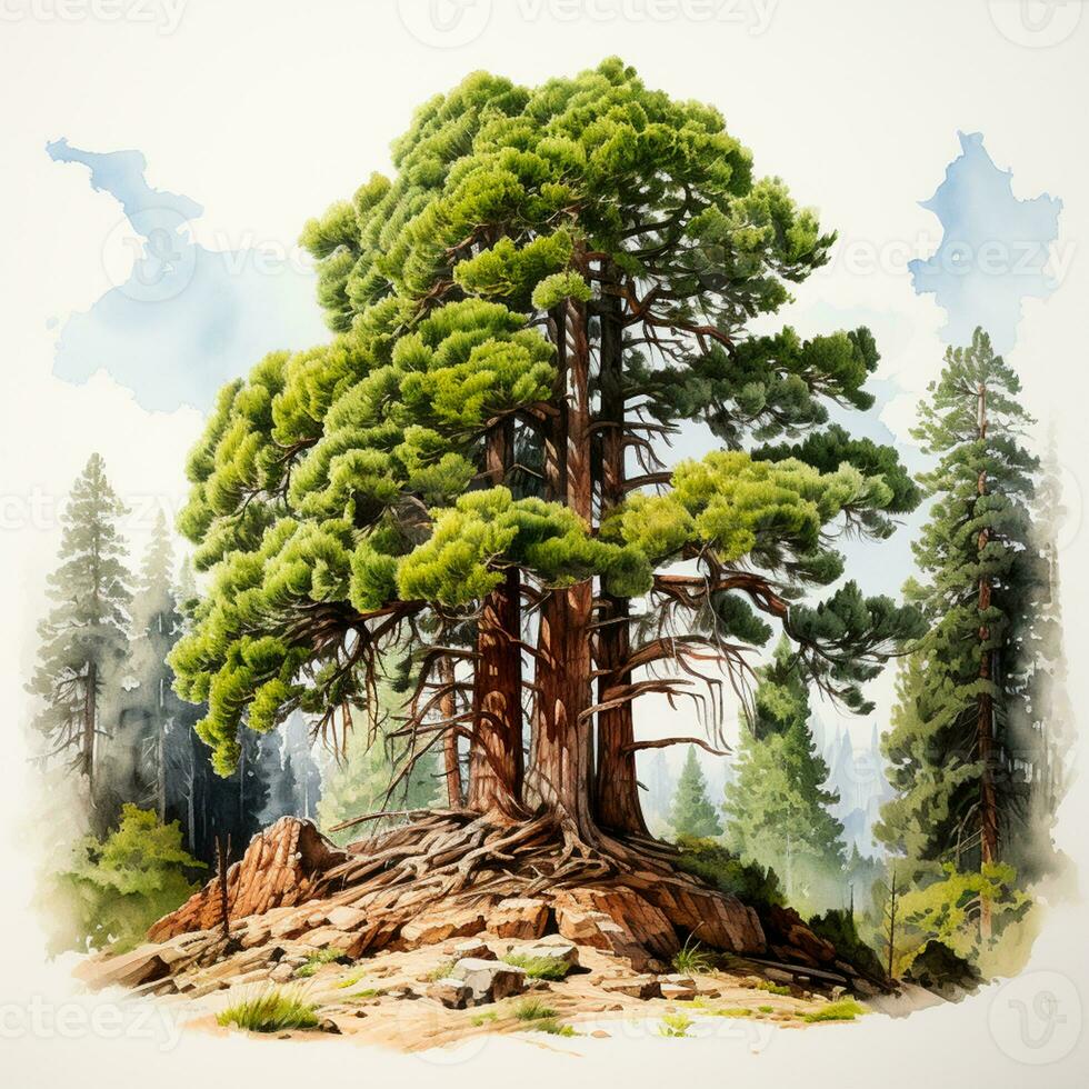 AI generated Giant sequoia, big mahogany, symbol of USA - AI generated image photo