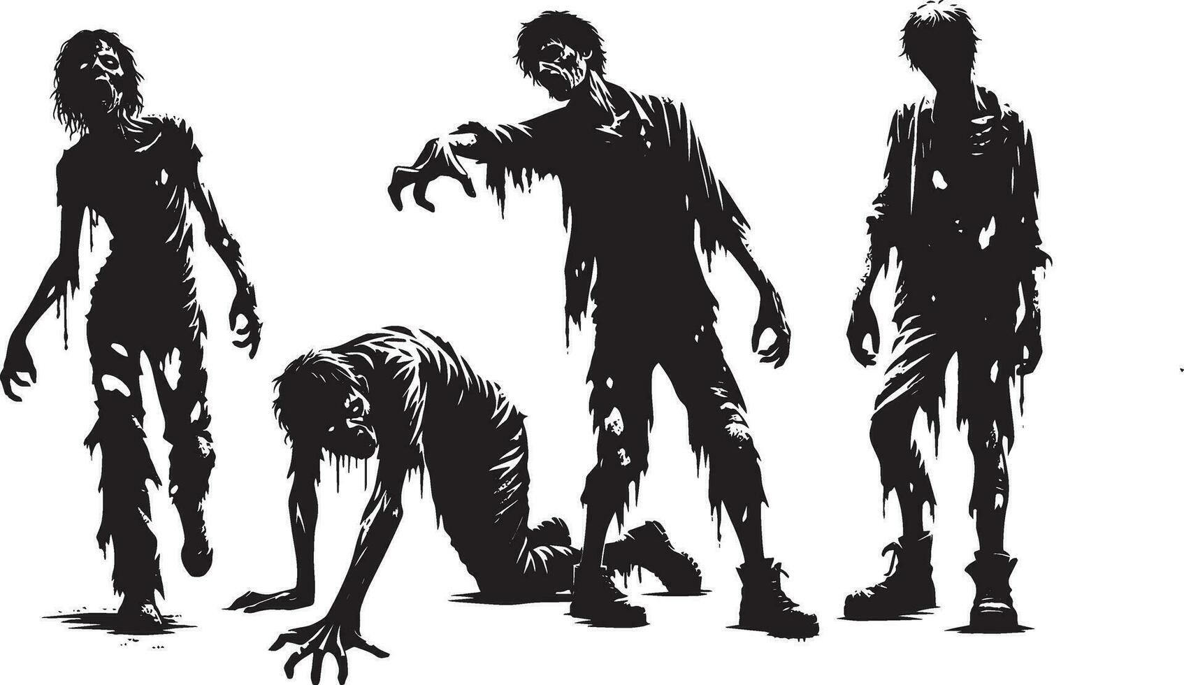 Assorted Zombie Positions vector