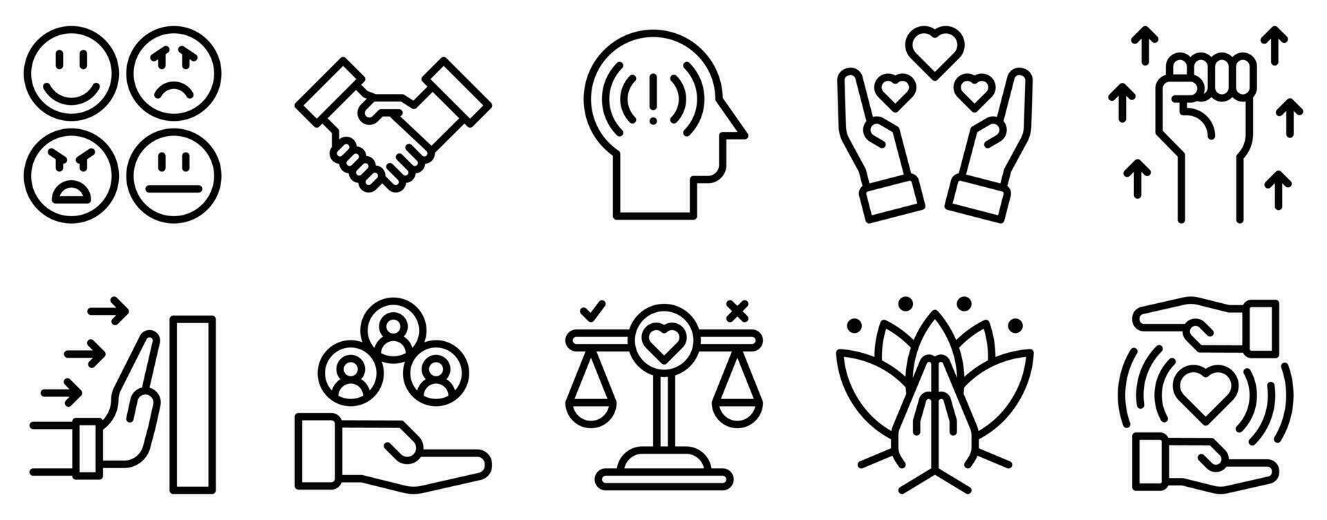 self awareness line style icon collection vector