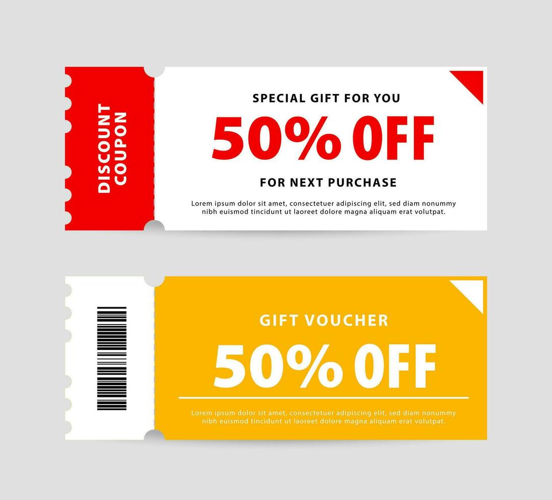 Gift voucher card template design. Sales promotion discount coupon ...