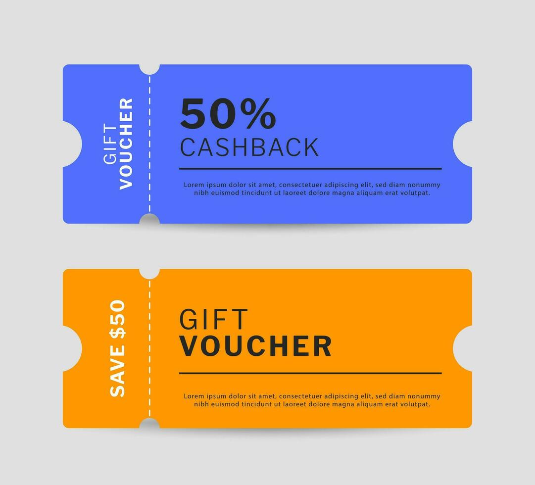 Gift voucher card template design. Sales promotion discount coupon. Vector illustration