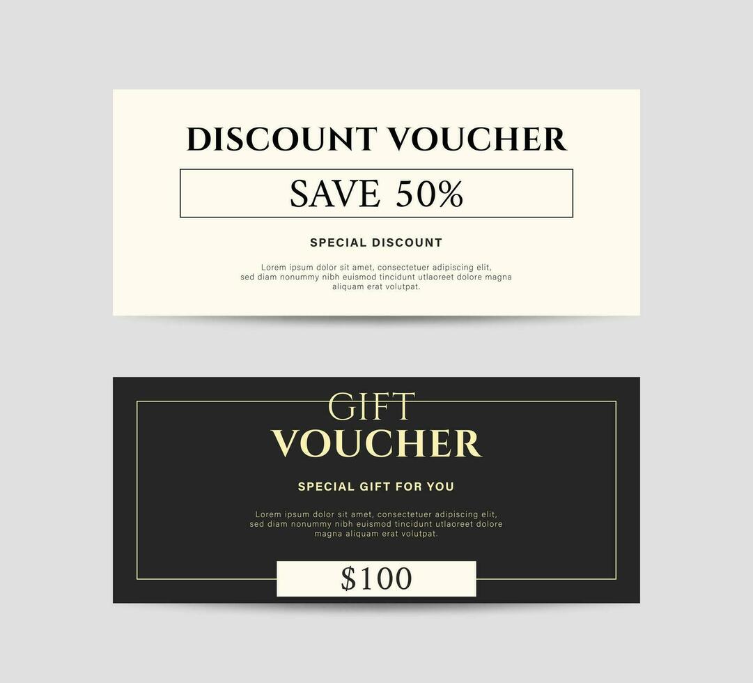 Elegant gift voucher template. Design template for gift coupons, discount vouchers, tickets. Vector
