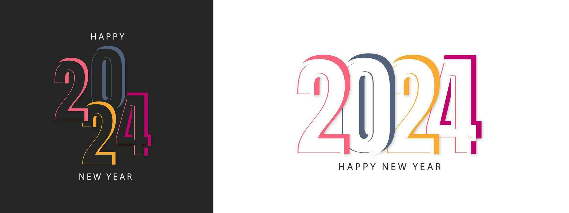 contento nuevo año 2024 diseño. de moda número ilustración diseño. vector modelo para bandera, póster, saludo y nuevo año 2024 celebracion