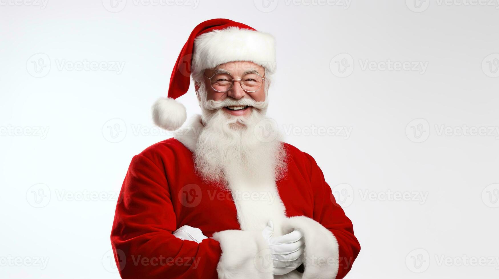 AI generated Expressive Happy Santa Claus Isolated on the White Background photo