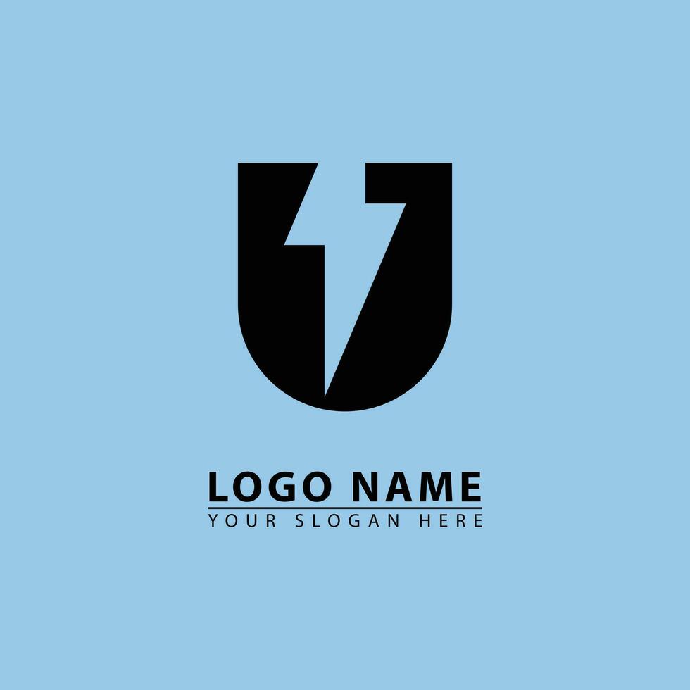 combination of the letter U and lightning logo icon. vector