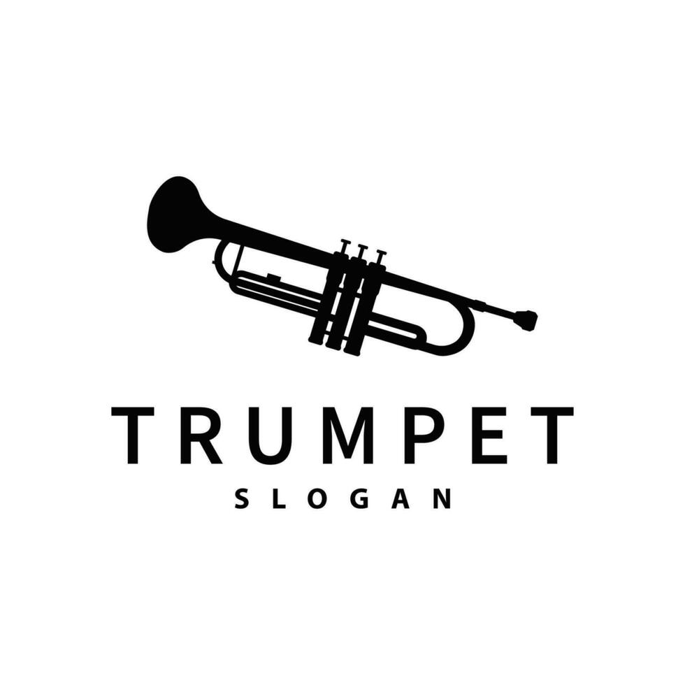 sencillo marca silueta diseño latón musical instrumento trompeta, clásico jazz trompeta logo vector