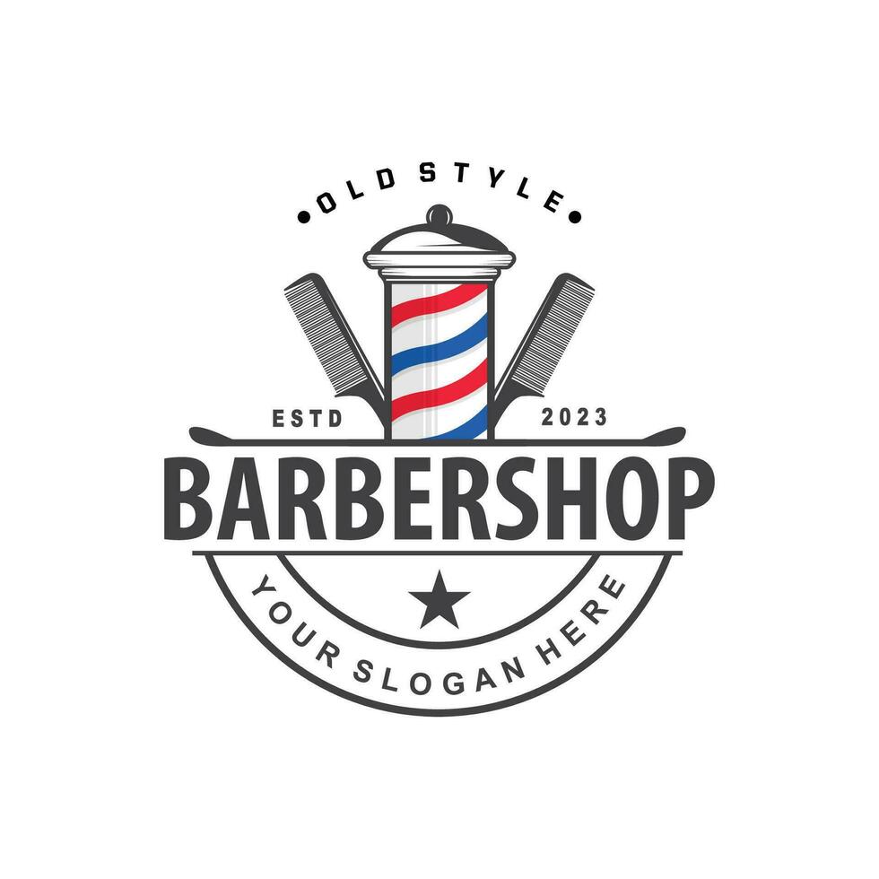 Barbershop Logo, Barber Scissors Vector, Old Design Retro Vintage Typography Ornament vector