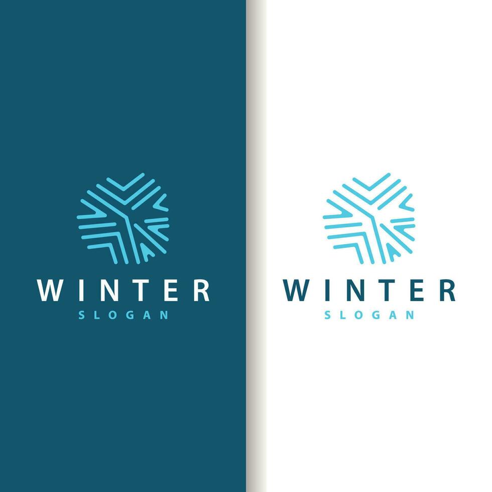 Snowflake Logo, Winter Season Design Frozen Ice Simple Model for Products and Technology vector