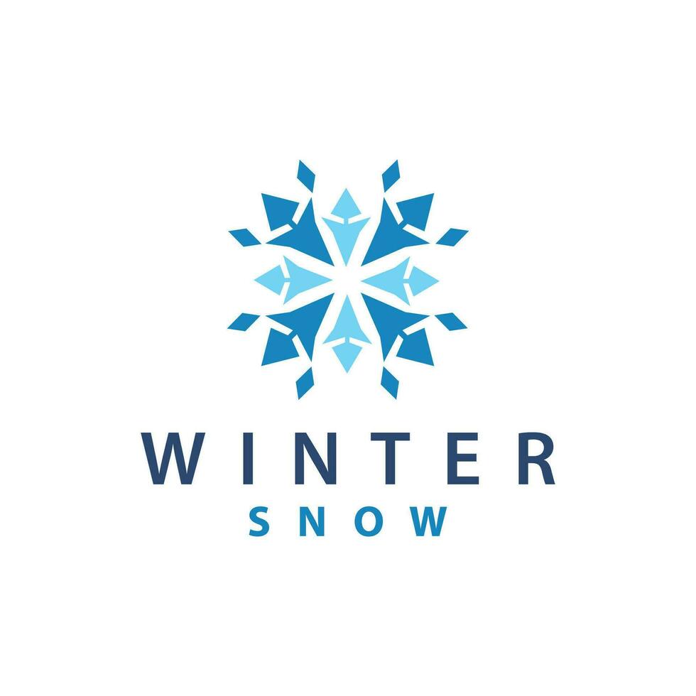 Snowflake Logo, Winter Season Design Frozen Ice Simple Model for Products and Technology vector