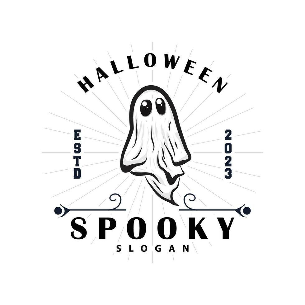 Spooky Fly Ghost Logo Simple Minimalist Vintage Scary Halloween Design vector