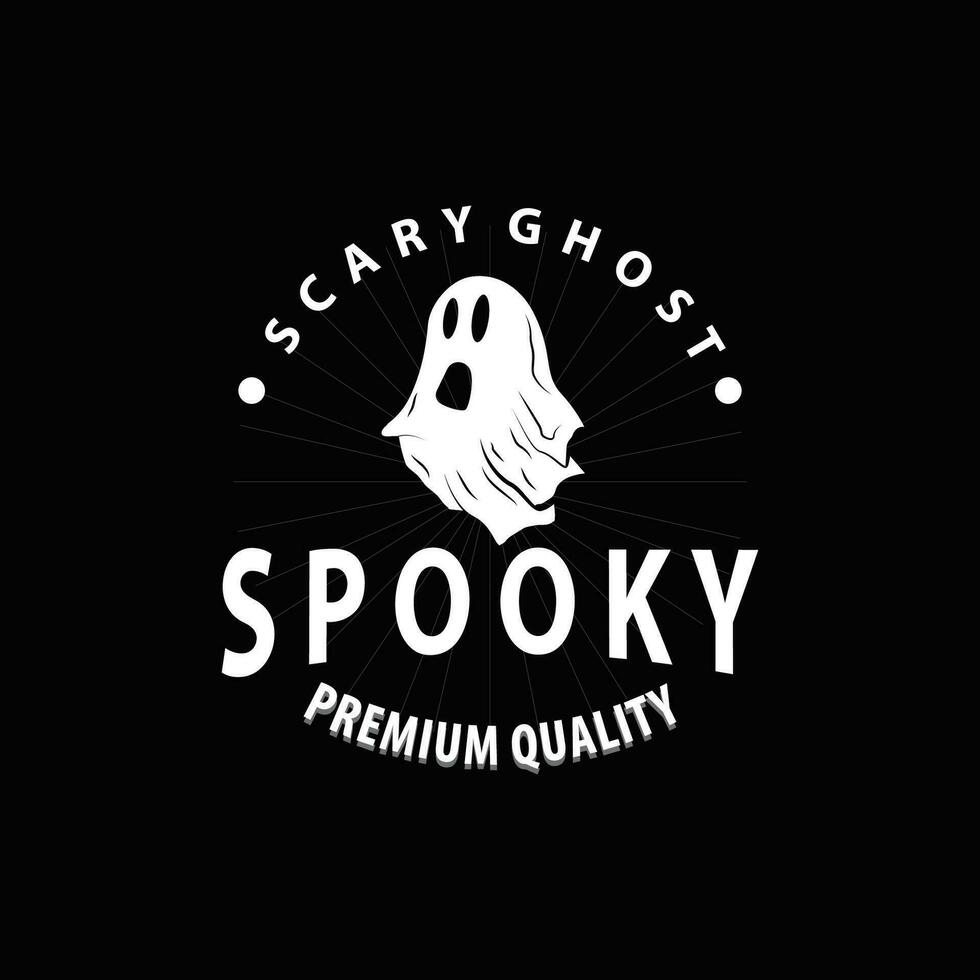 Spooky Fly Ghost Logo Simple Minimalist Vintage Scary Halloween Design vector