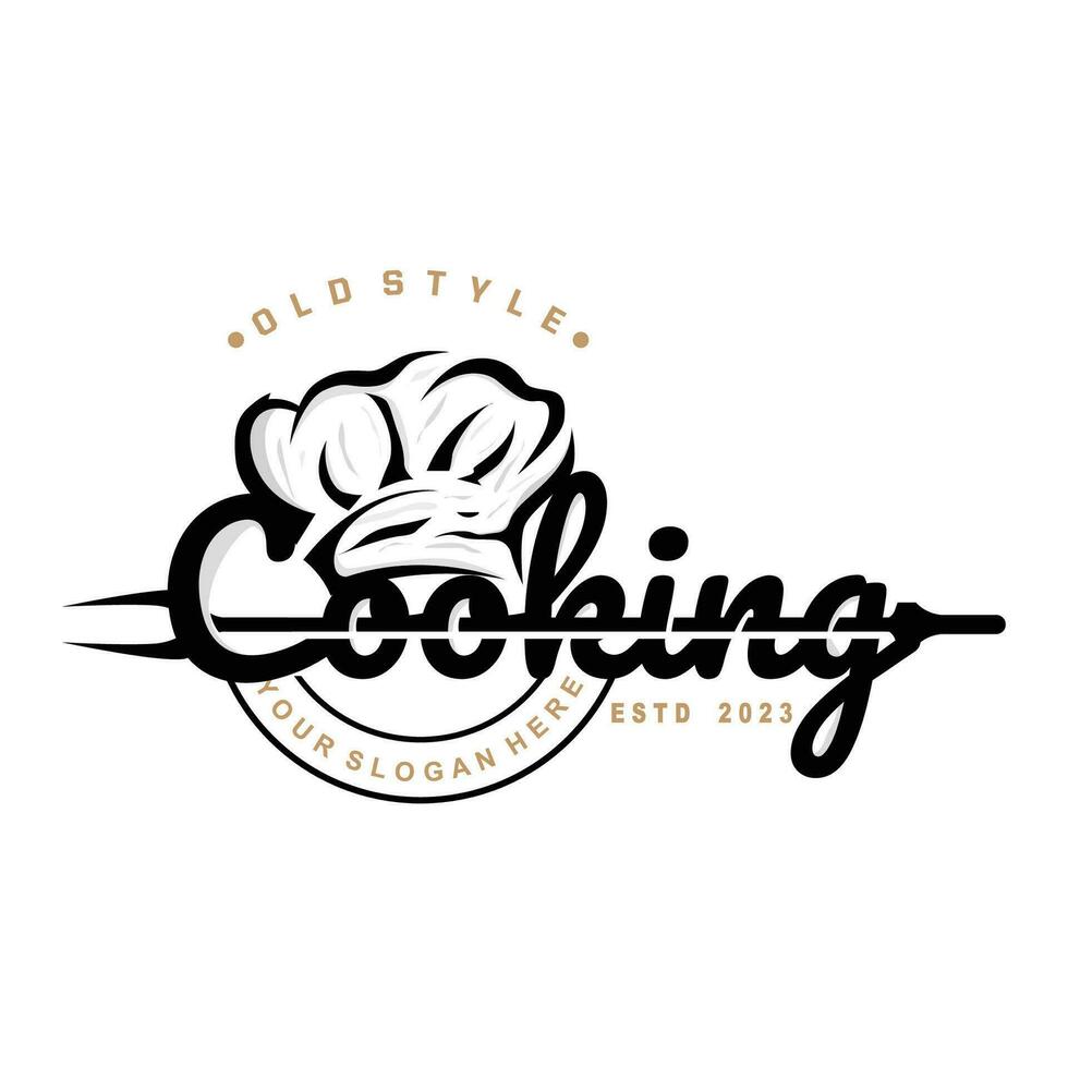 Chef Logo Design Cooking Inspiration And Chef Hat With Simple Lines For Restaurant Business Brands vector