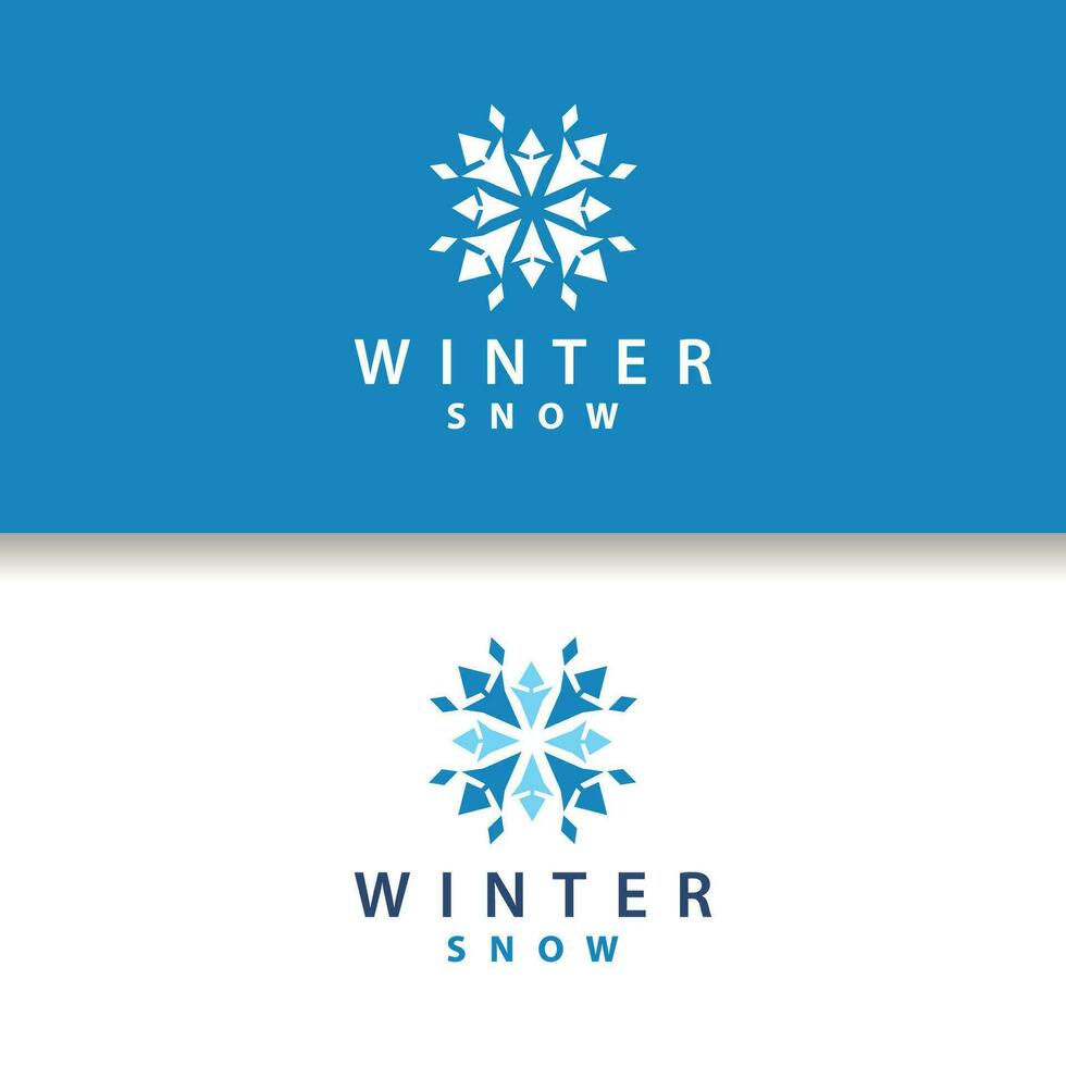 Snowflake Logo, Winter Season Design Frozen Ice Simple Model for Products and Technology vector