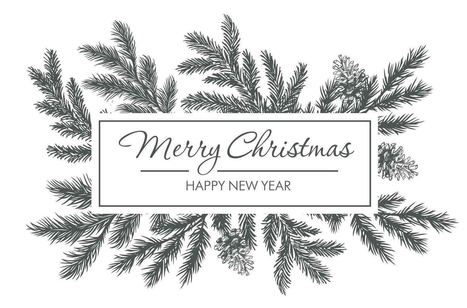 Christmas frame in sketch style. Hand drawn illustration. vector