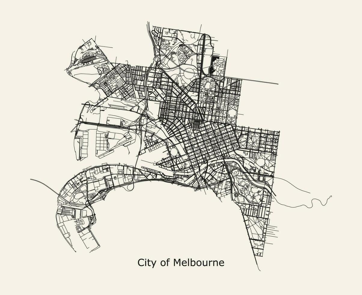 Vector city road map of Melbourne, Australia