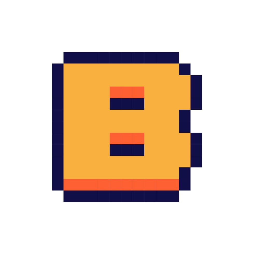 Pixel 3d retro arcade game style font and video computer game 8 bit letter flat vector illustration.