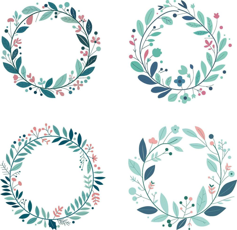Circle botanical wreath frame vector