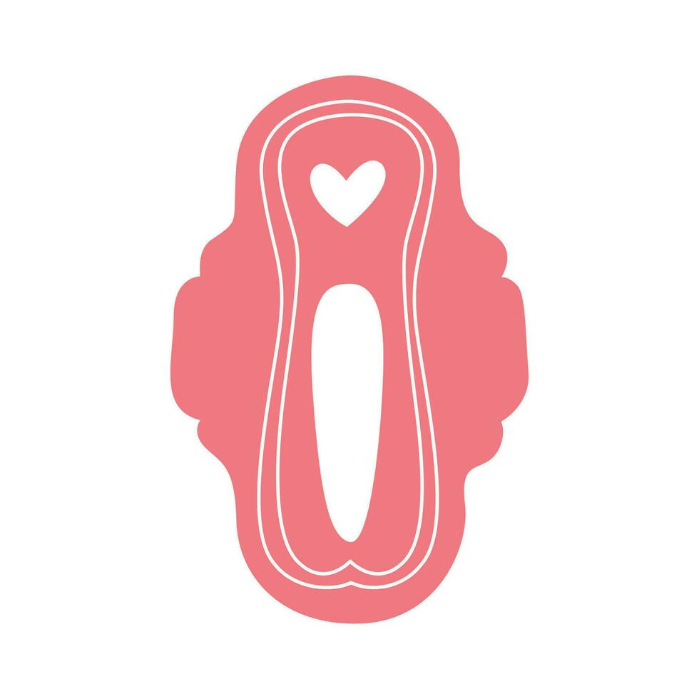 rosado almohadilla con alas para mujer en mano dibujado estilo. menstruación período. proteccion para menstrual dias vector