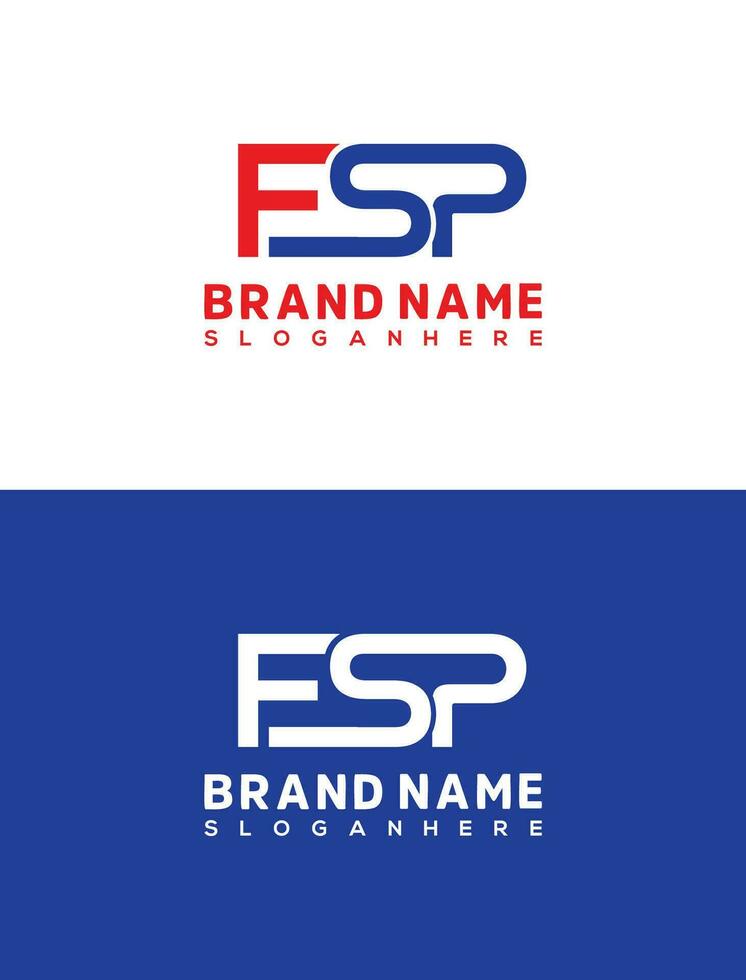 FSP letter logo design with blue and red color. Easy to edit and customize. vector