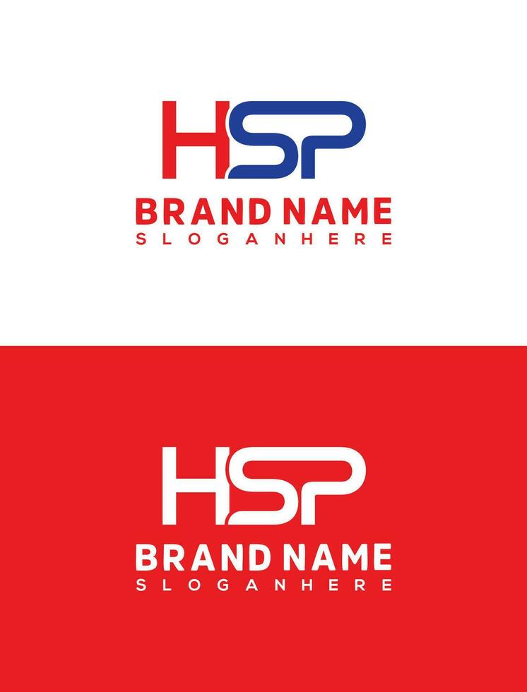 HSP Initial Letter Logo Design in blue and Red color vector