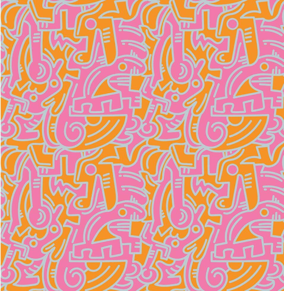 Freehand drawing abstract seamless pattern background vector