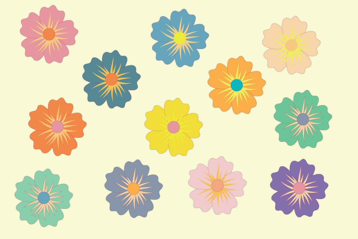 Sets of flowers in different colors for holiday compositions and designs. Vector illustration.