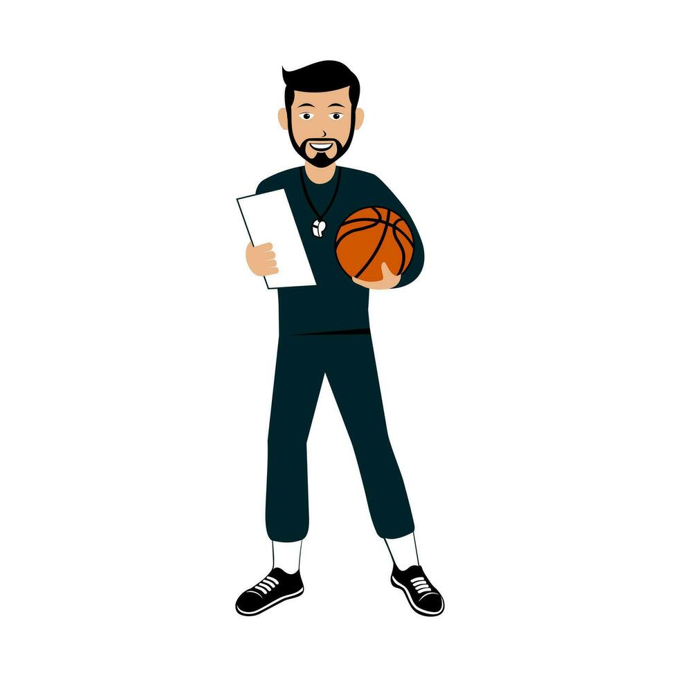 baloncesto entrenador personaje diseño ilustración vector