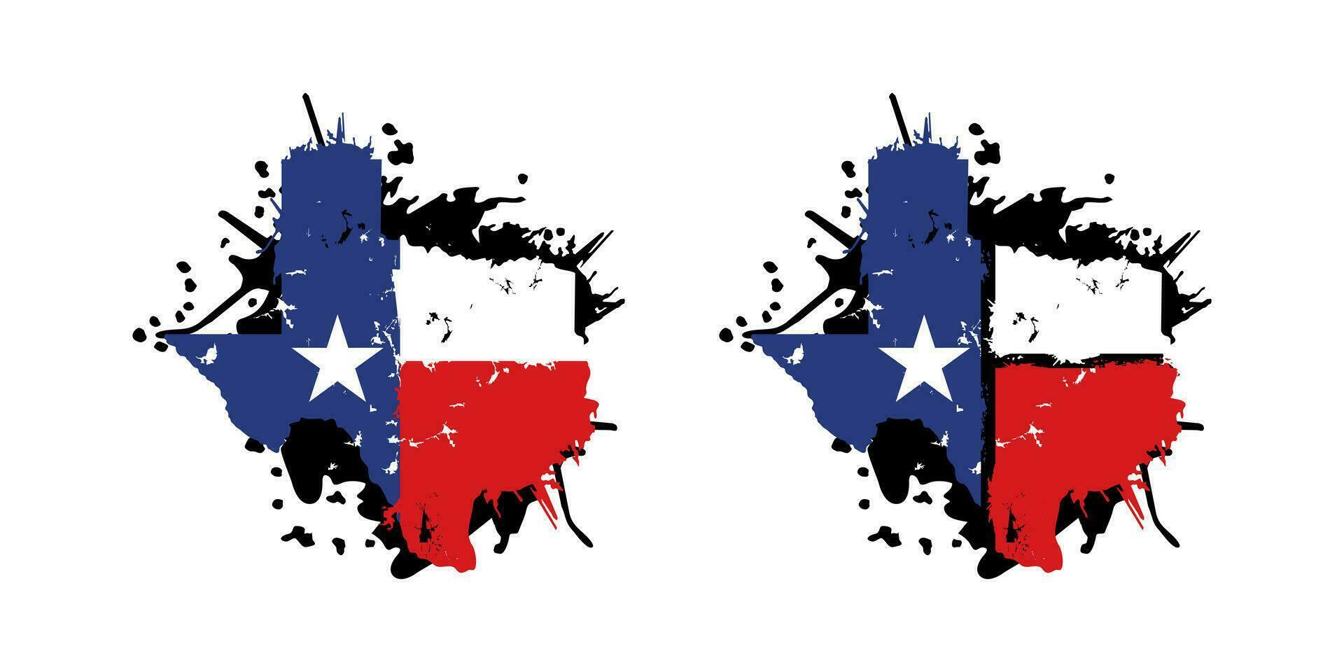 Texas mapa con bandera grunge diseño ilustración vector