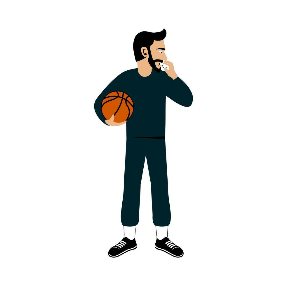 baloncesto entrenador personaje diseño ilustración vector