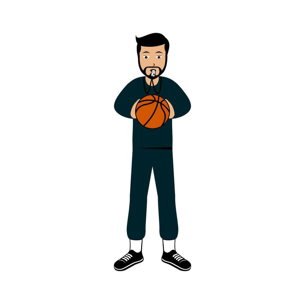 baloncesto entrenador personaje diseño ilustración vector