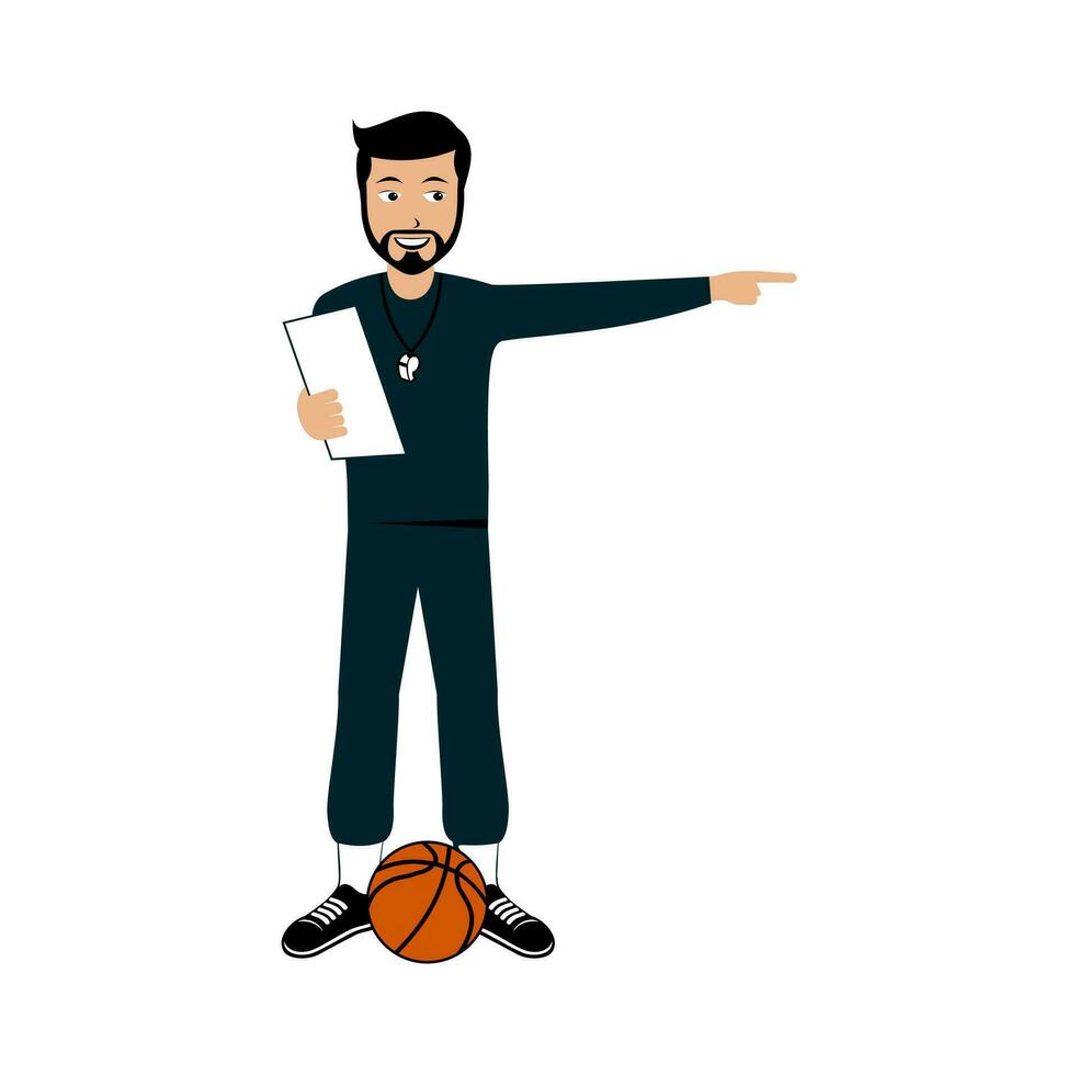 baloncesto entrenador personaje diseño ilustración vector