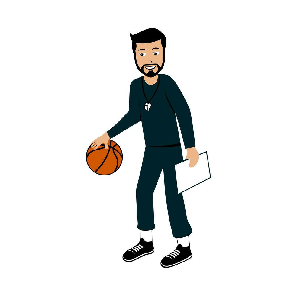 baloncesto entrenador personaje diseño ilustración vector