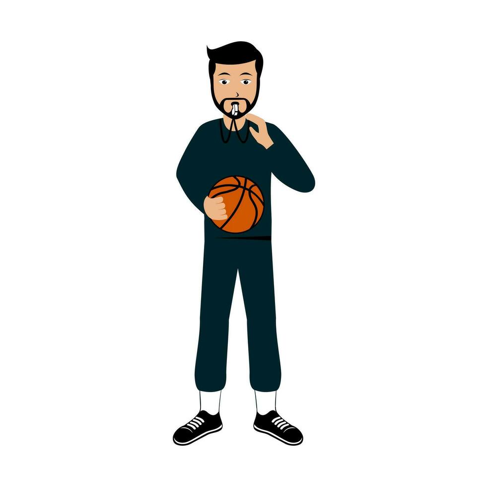baloncesto entrenador personaje diseño ilustración vector