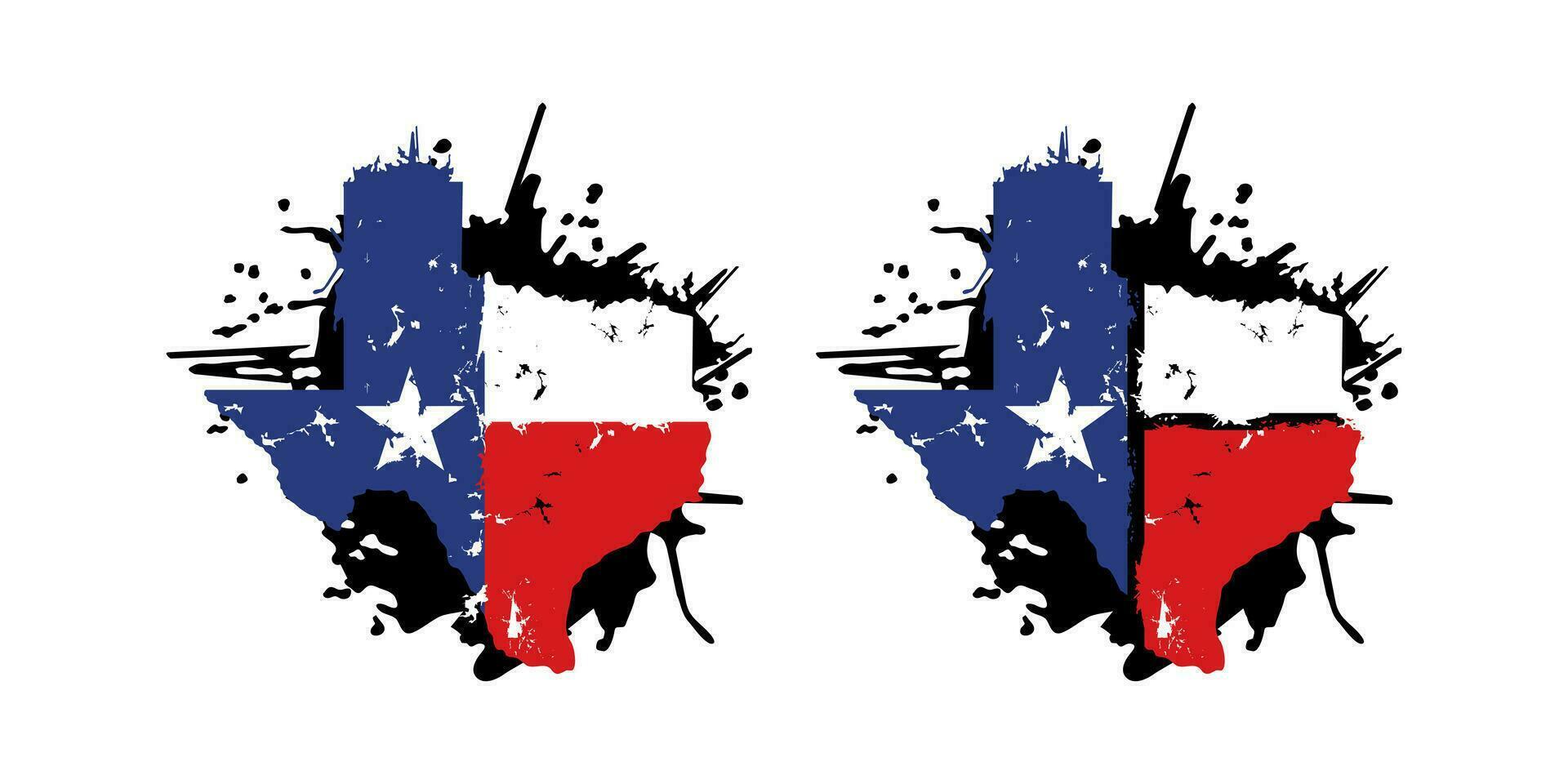 Texas mapa con bandera grunge diseño ilustración vector