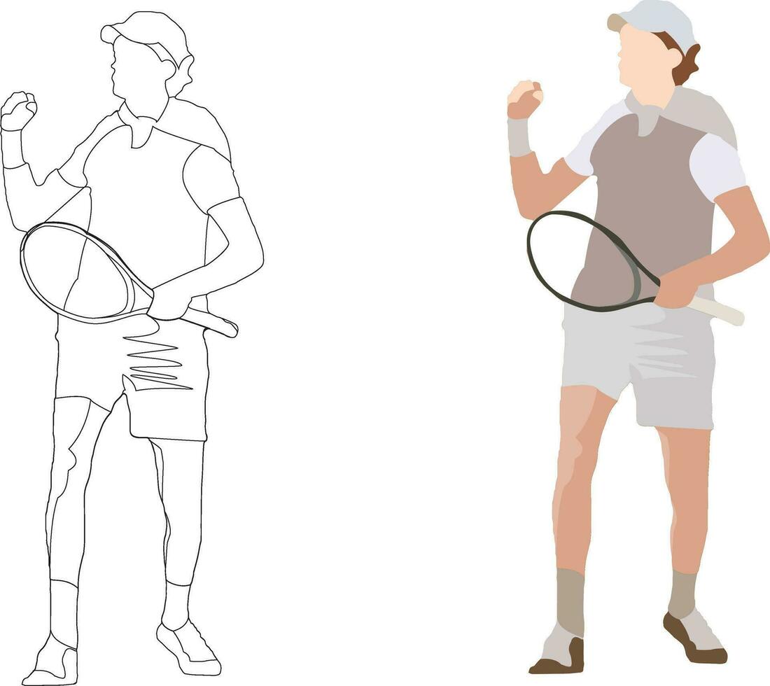 competitive and sporting activity person with tennis racket- vector