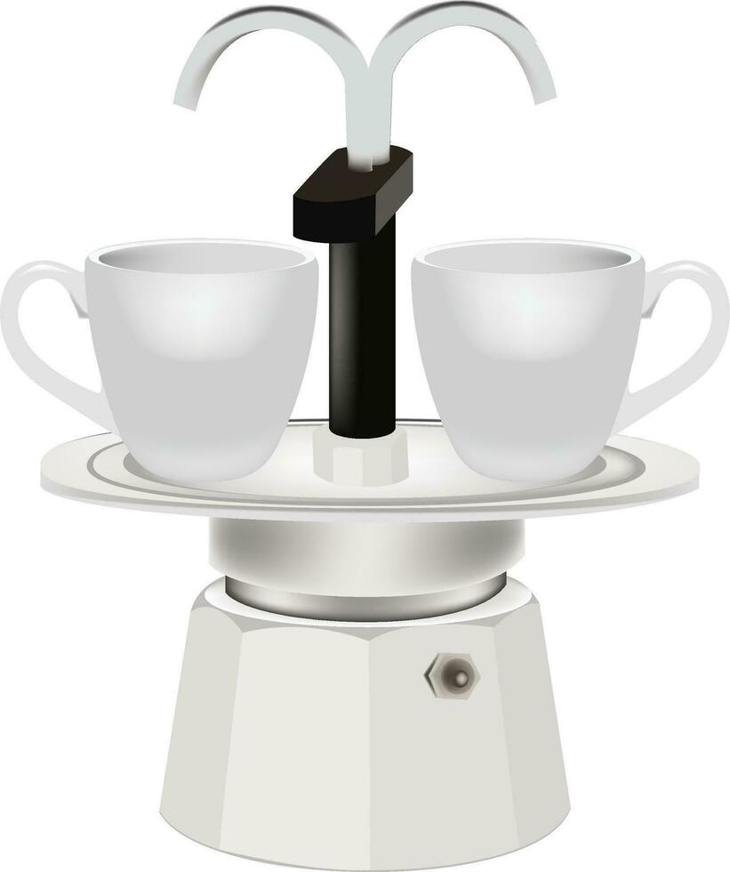 coffee maker with cups vector