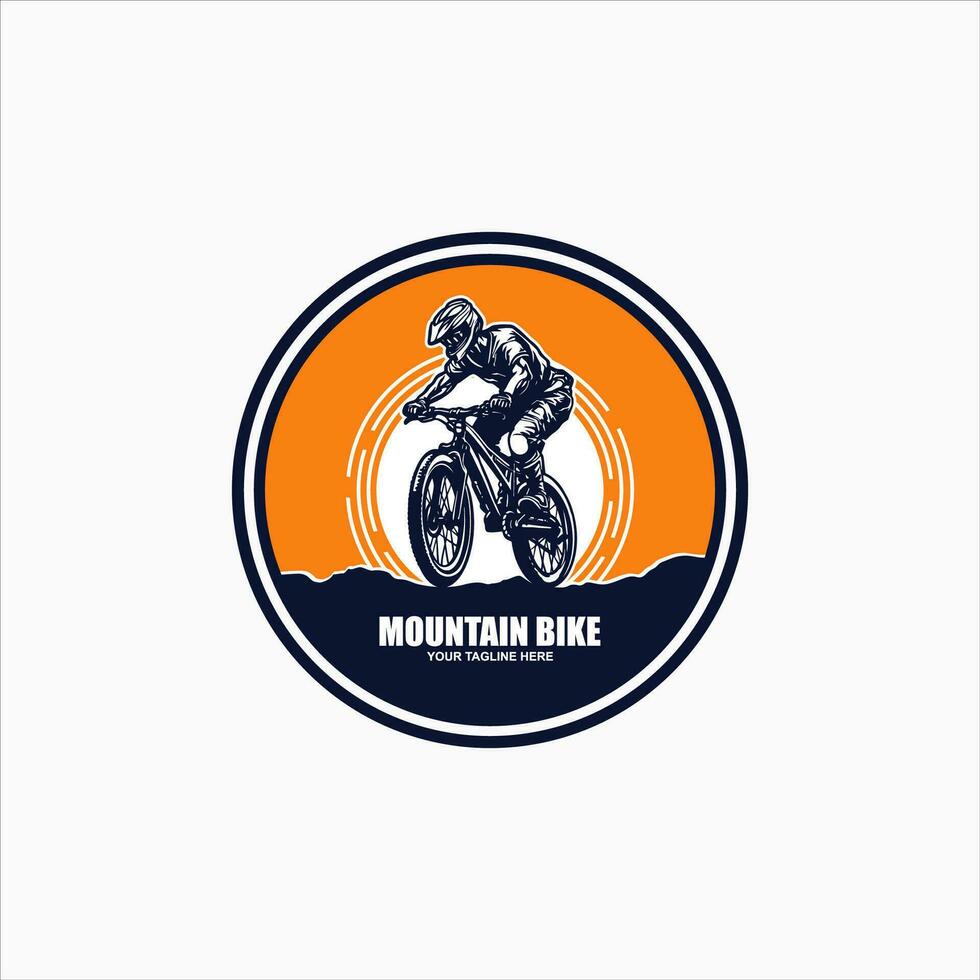 montaña bicicleta logo emblema vector imagen